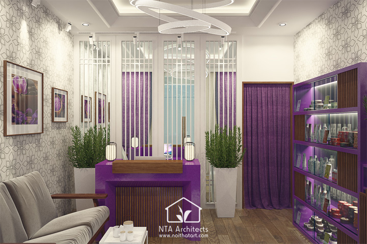 Cuốn hút với thiết kế nội thất spa tông màu tím lavender 1